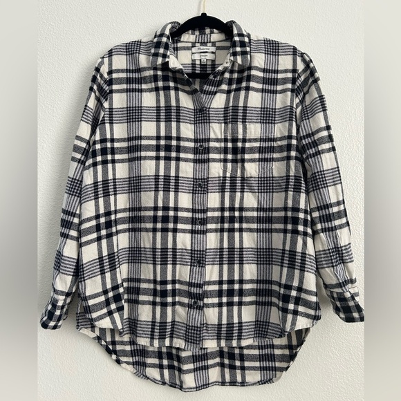 Madewell Monochrome Checkered Oversized Flannel Shirt - Picture 1 of 4